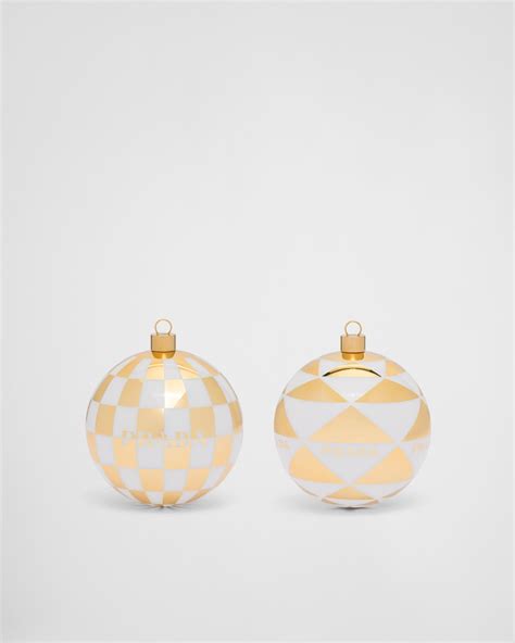 prada christmas ornament|White/platinum Glass Christmas Ornament Set .